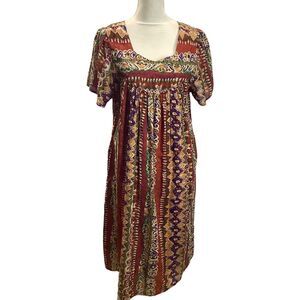 Sita Lounge Gown Dress Lounger Sz S Caftan Tunic‎ Cottage Core Cotton Vintage